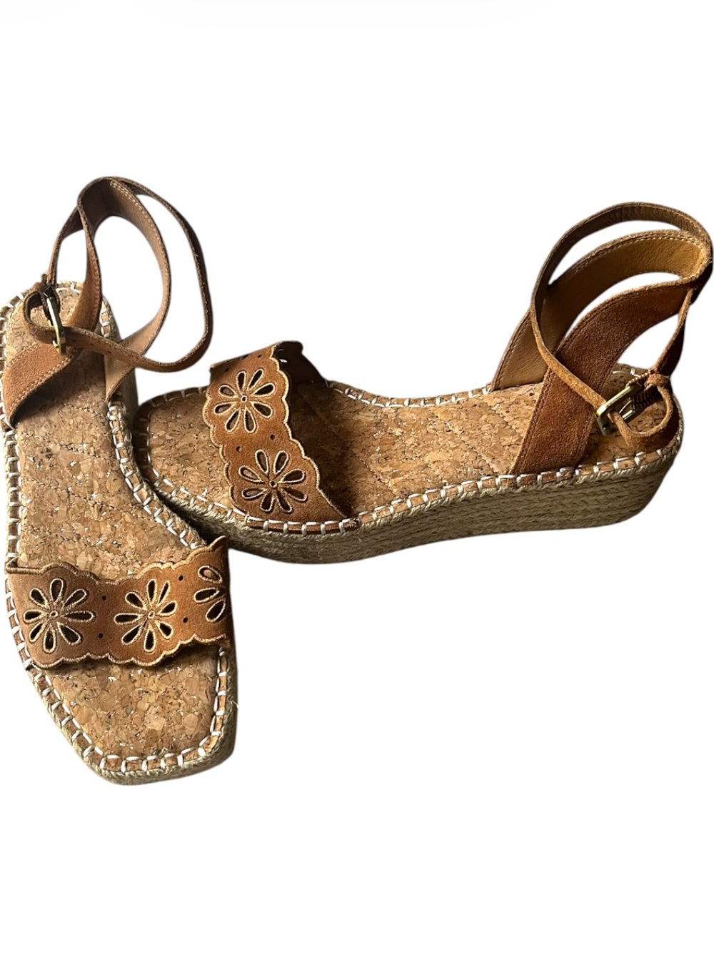 CROWN VINTAGE ESPADRILLE SANDALS FENTISA WARMEST BUFF COW SUEDE